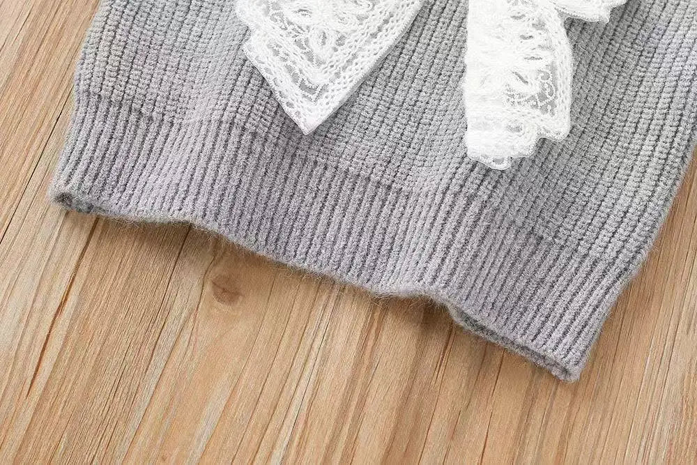 Glitter Bow Knit Set for Girls