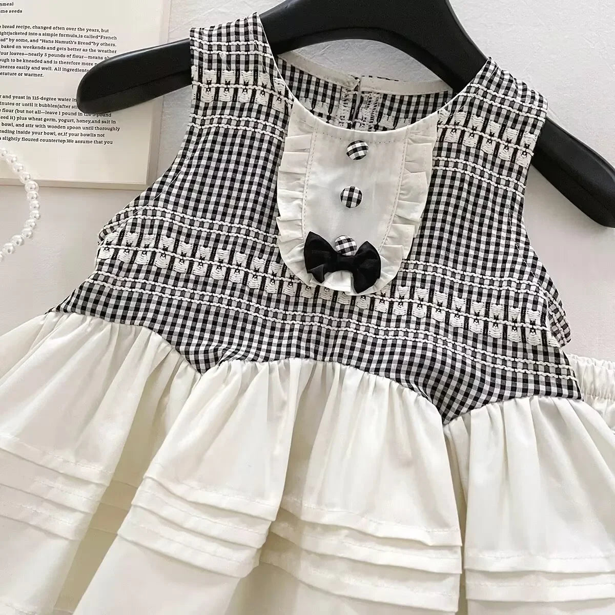 Sweet Picnic – Black & White Gingham Girls Set