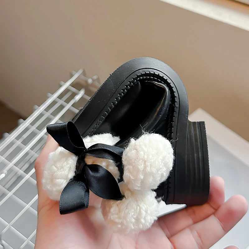 Black Pom-Pom Lined Winter Boots