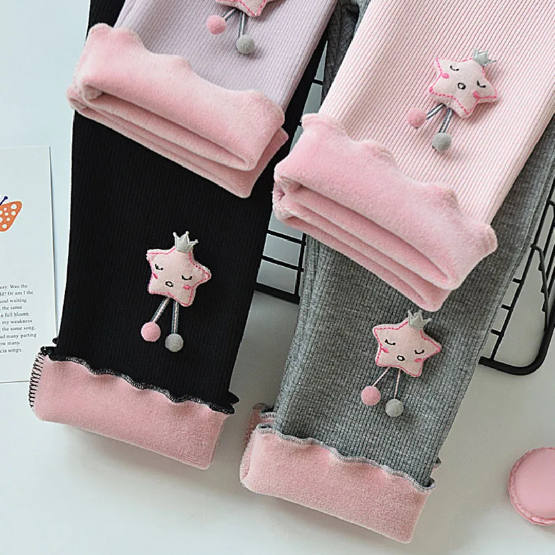 Fleece-Lined Star Leggings for Girls