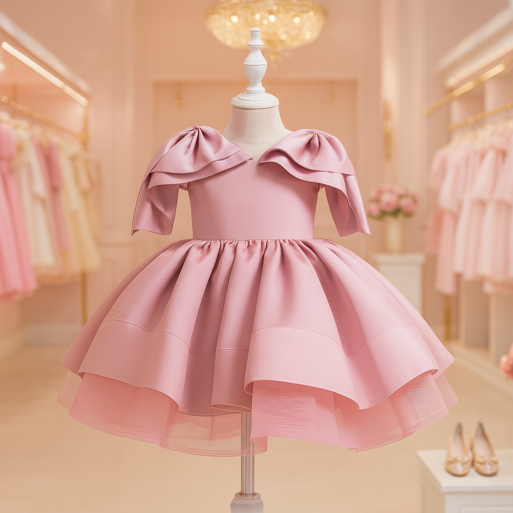 Princess Charm Ruffle Sleeve Kids Party Dress