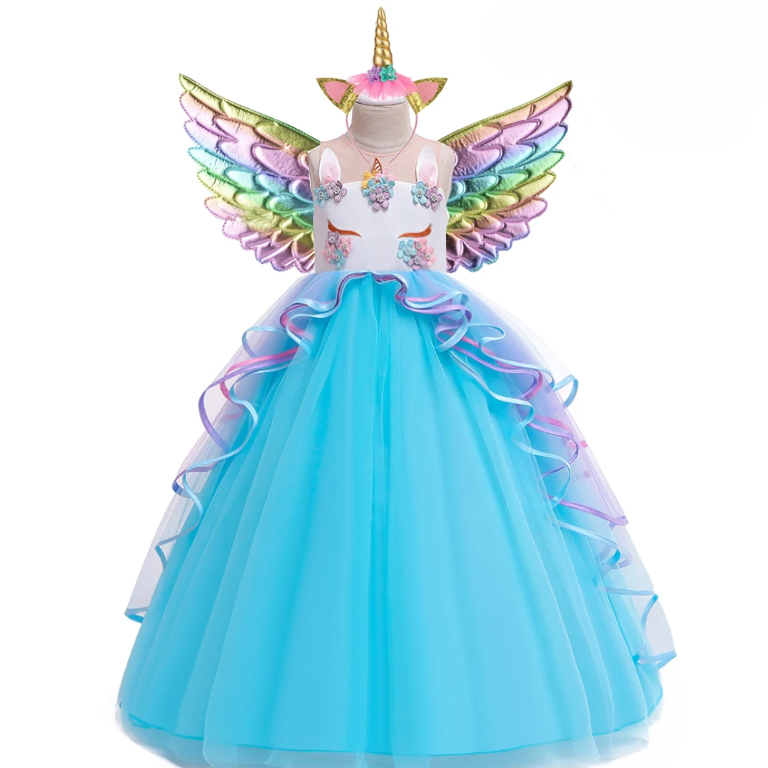 Magical Unicorn Princess Dress with Wings and Headband