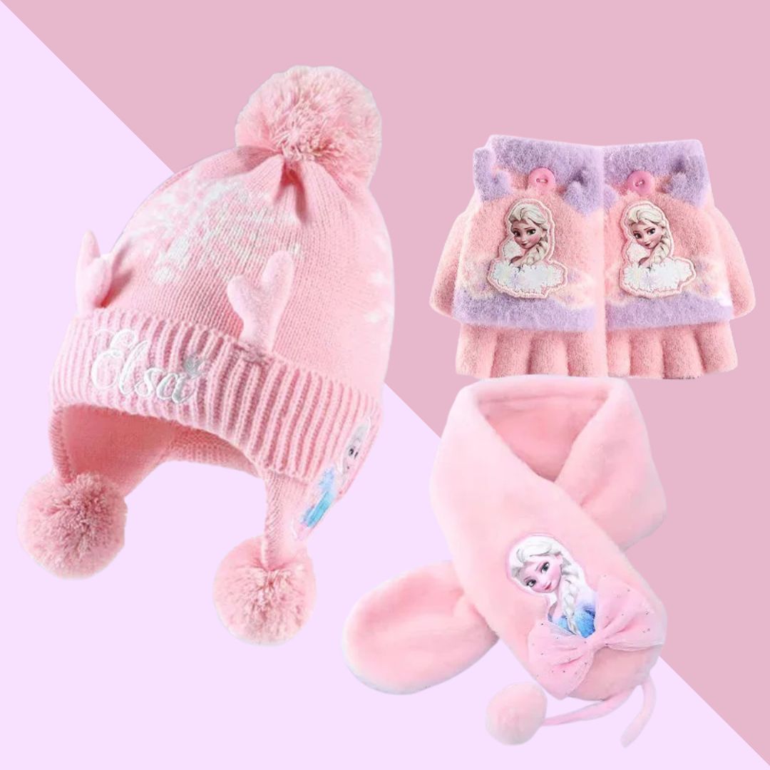 Pink Ice Princess Winter Hat, Scarf & Gloves Set