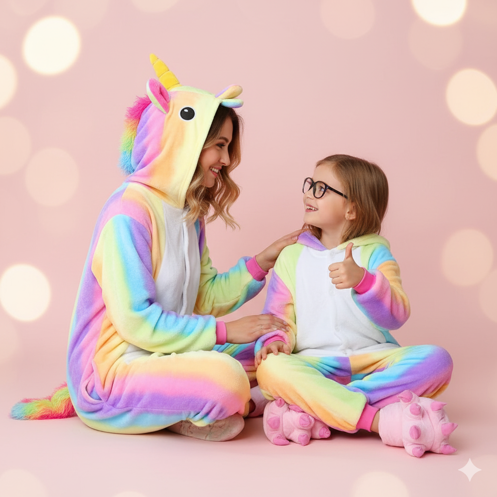Rainbow Unicorn Kigurumi for Mom and Child