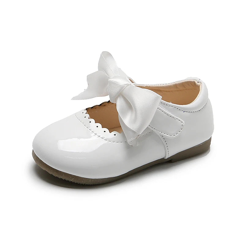 Girls’ Patent Leather Shoes with Satin Bow