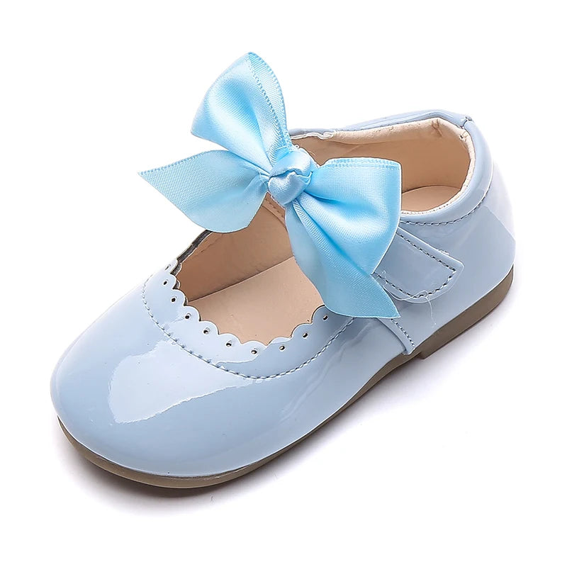 Girls’ Patent Leather Shoes with Satin Bow