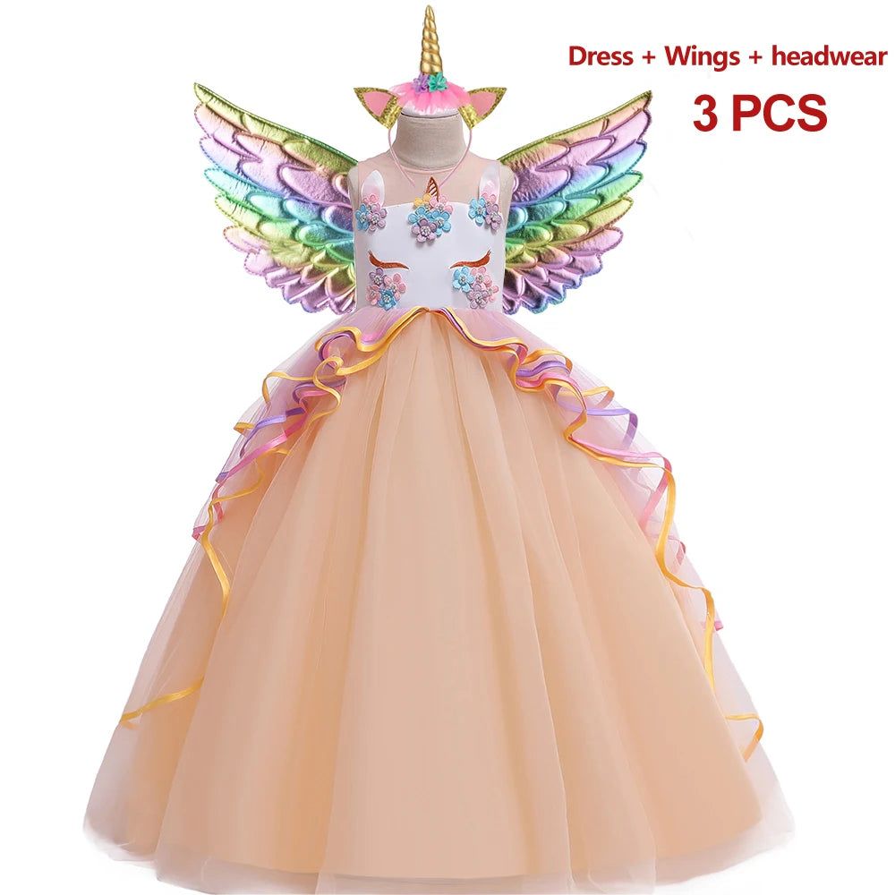 Magical Unicorn Princess Dress with Wings and Headband