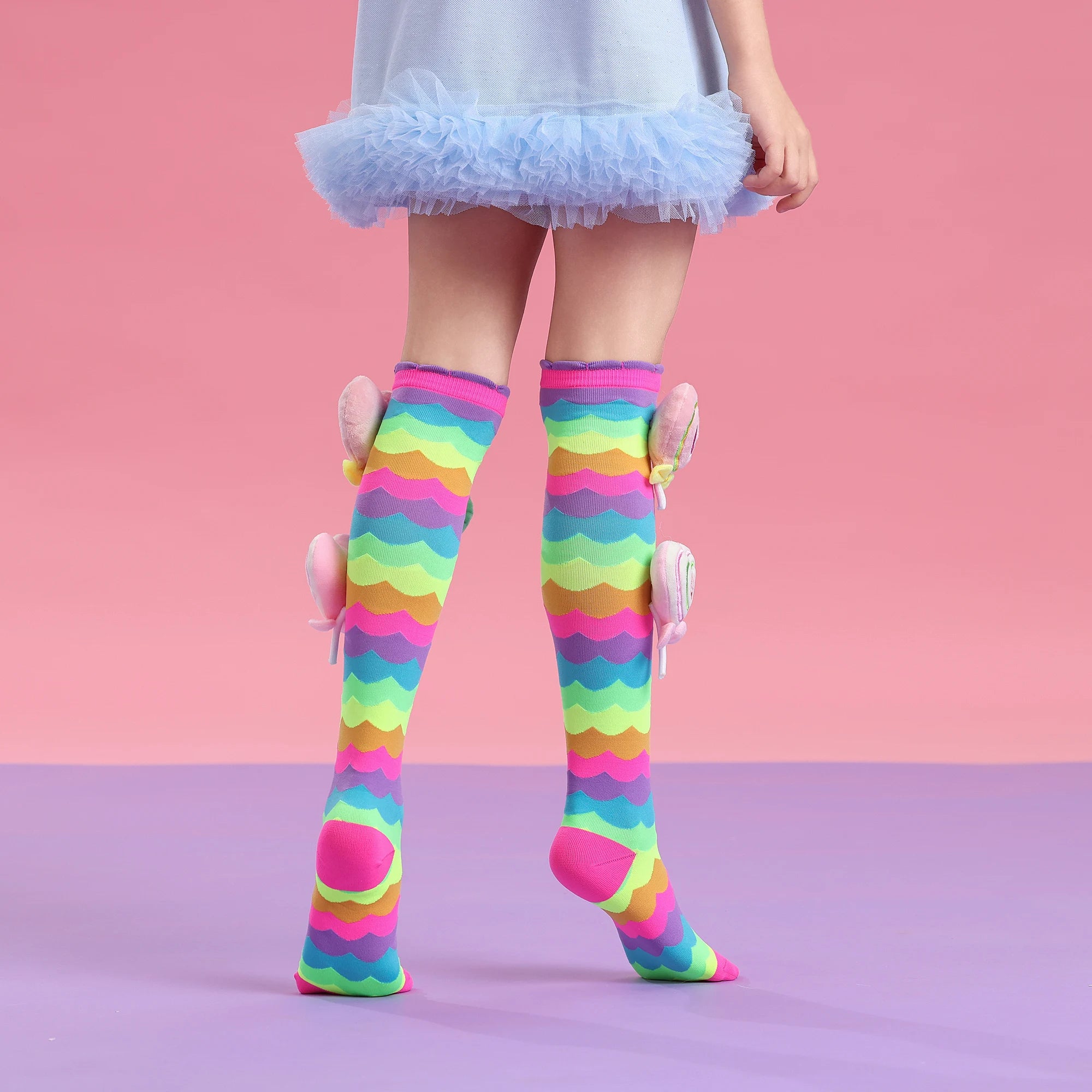 Rainbow Candy Knee-High Socks for Girls – A Sweet Treat for Little Feet
