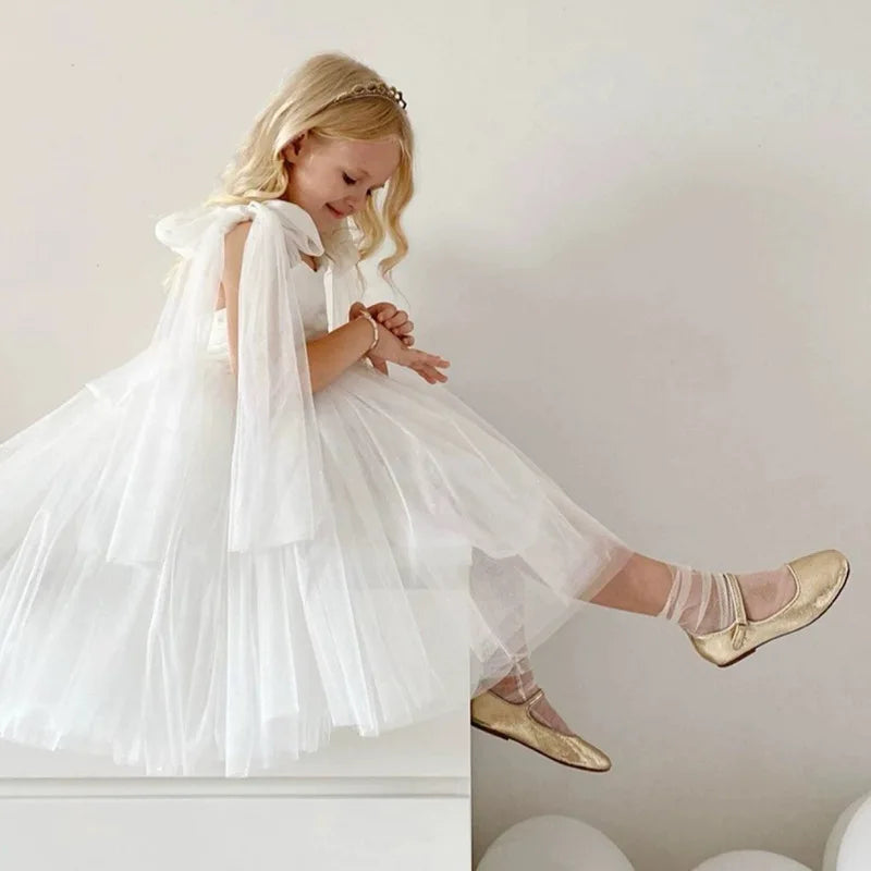 White Princess Dress for Girls – Angelic Fairytale Style