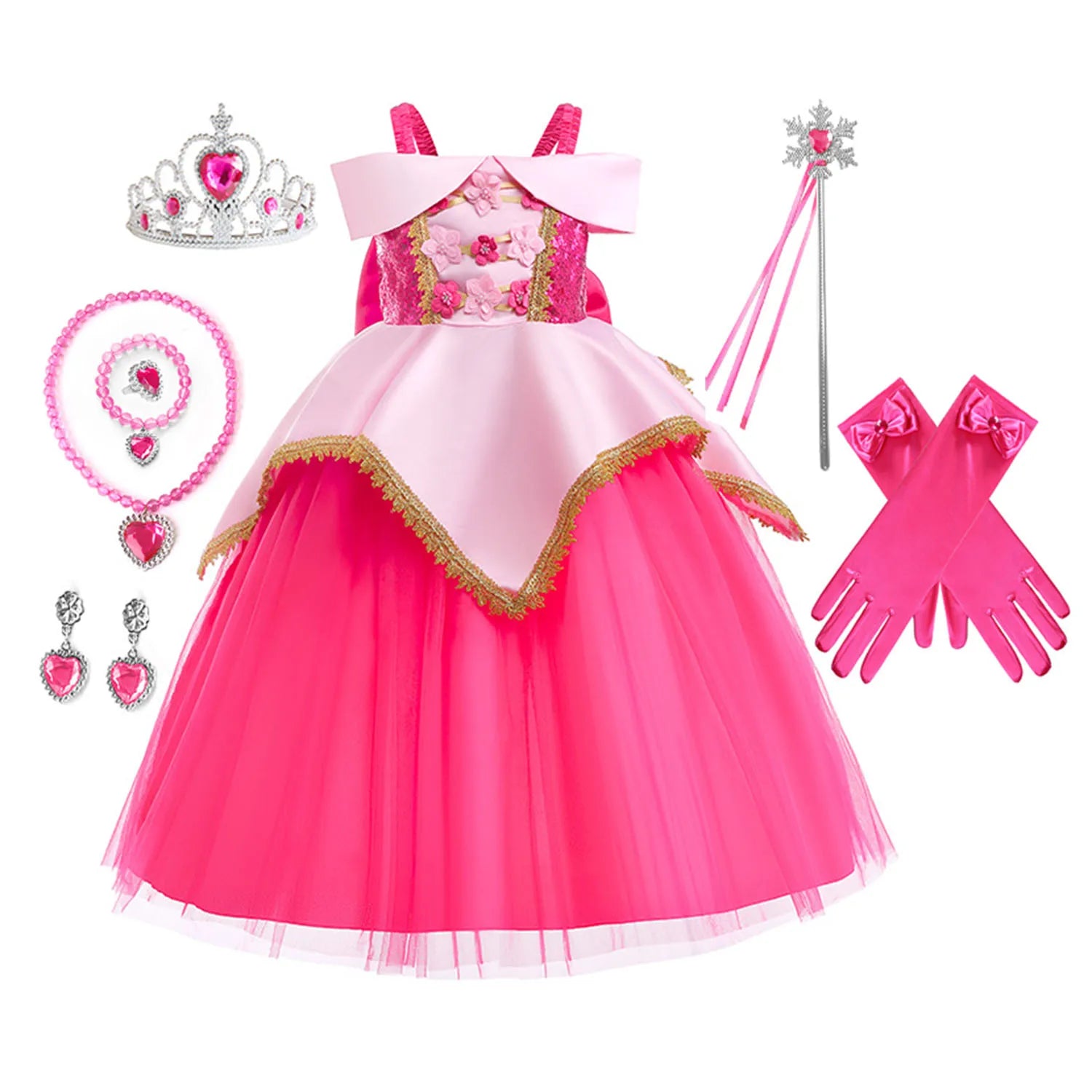 Pink Princess Dress Set with Accessories