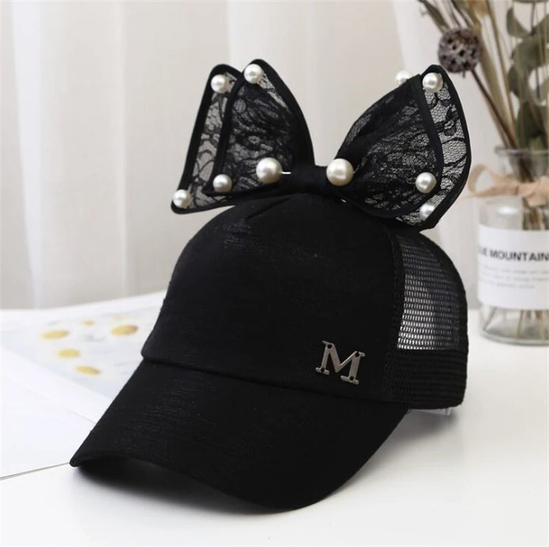 Sparkle Bunny Baseball Cap – Glam Bow Hat for Girls