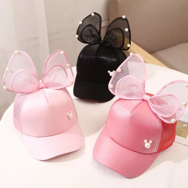 Sparkle Bunny Baseball Cap – Glam Bow Hat for Girls