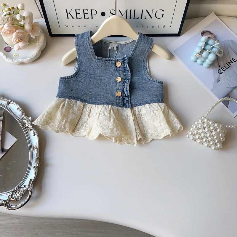 Denim Lace Girls Set