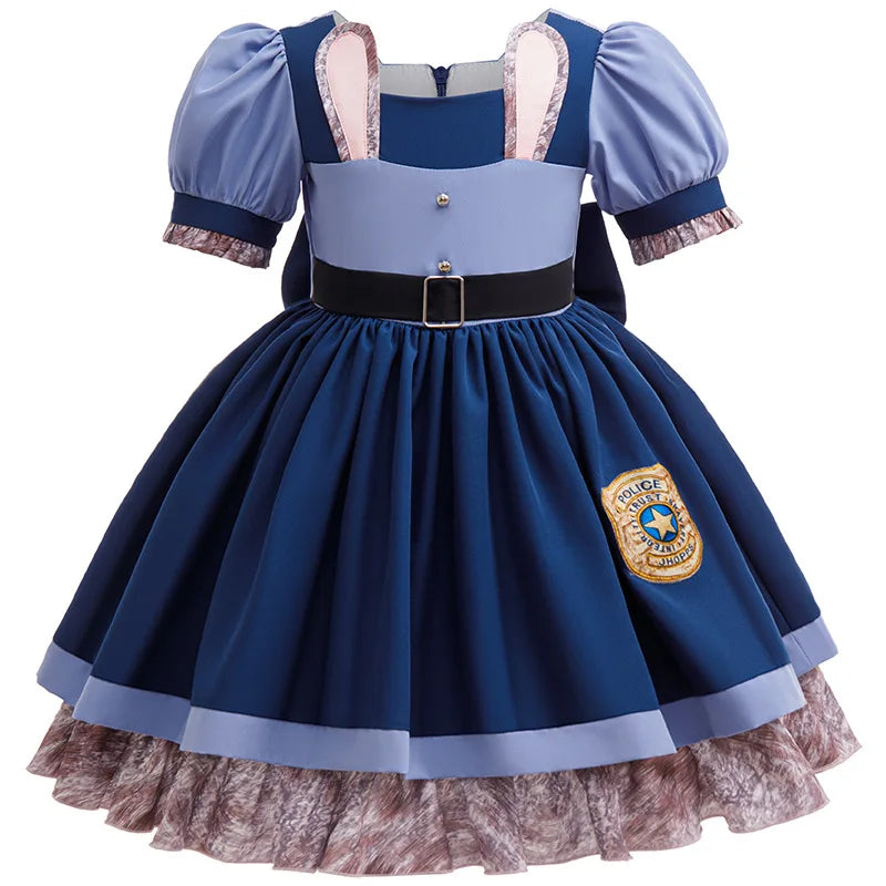 Blue Bunny Police-Style Costume Dress for Girls