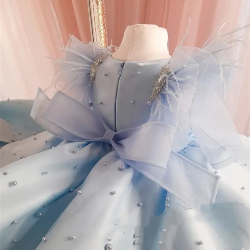 Dream Princess Blue Girls' Dress with Pearls and Tulle