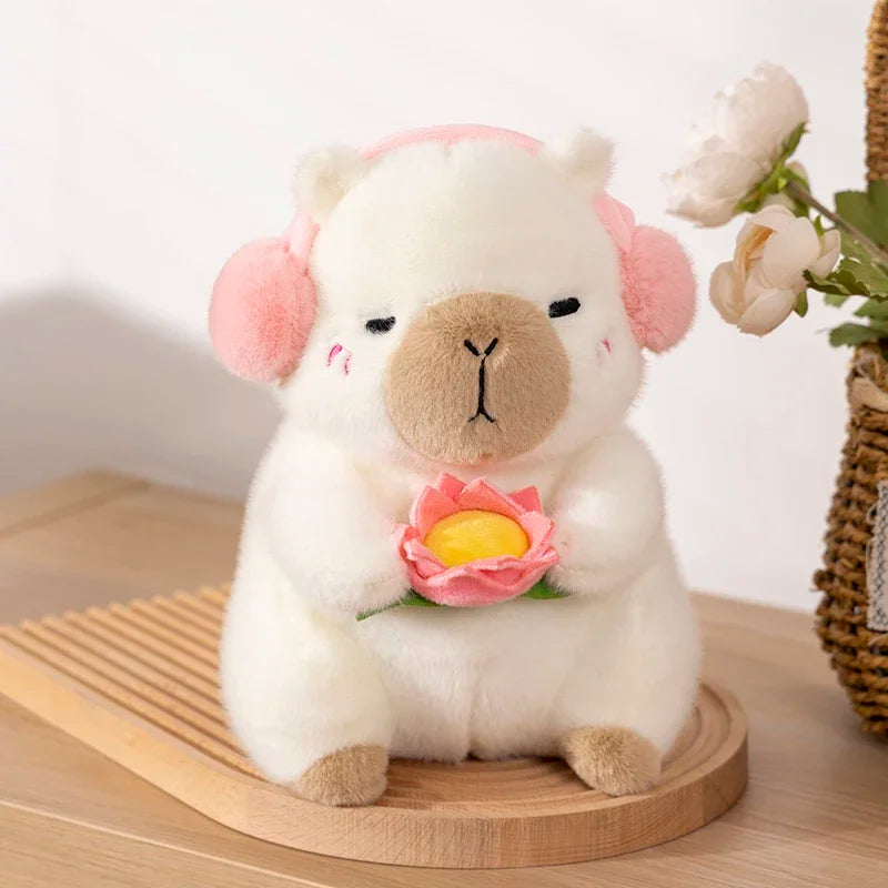 Meditating Capybara Plush with Lotus – Fluffy Friends