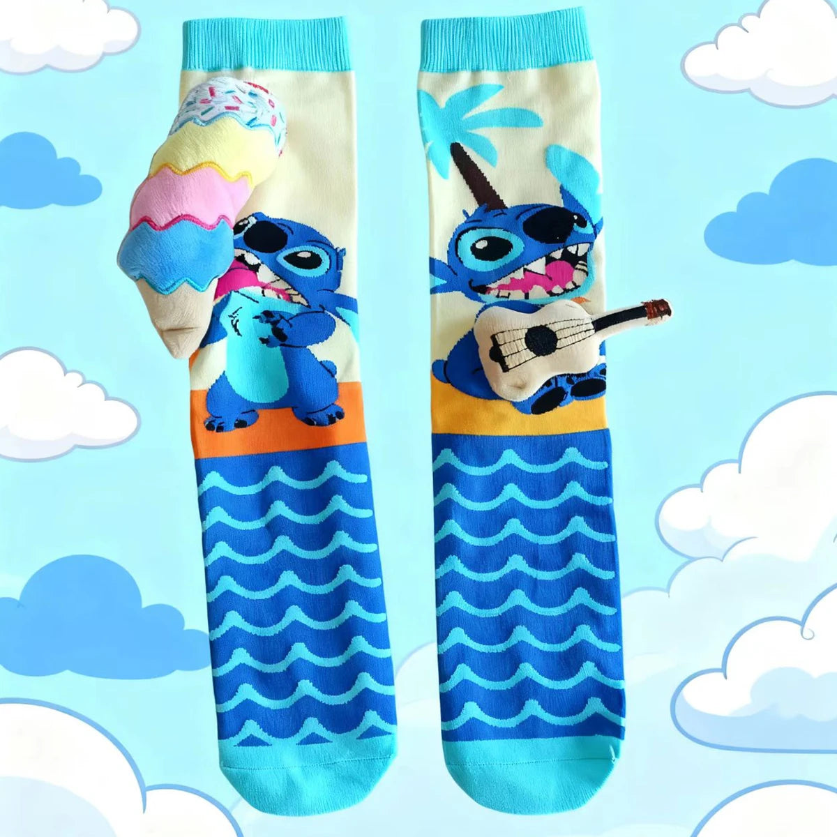 Island Vibes Knee-High Socks for Kids – With Plush Guitar & Ice Cream Fun