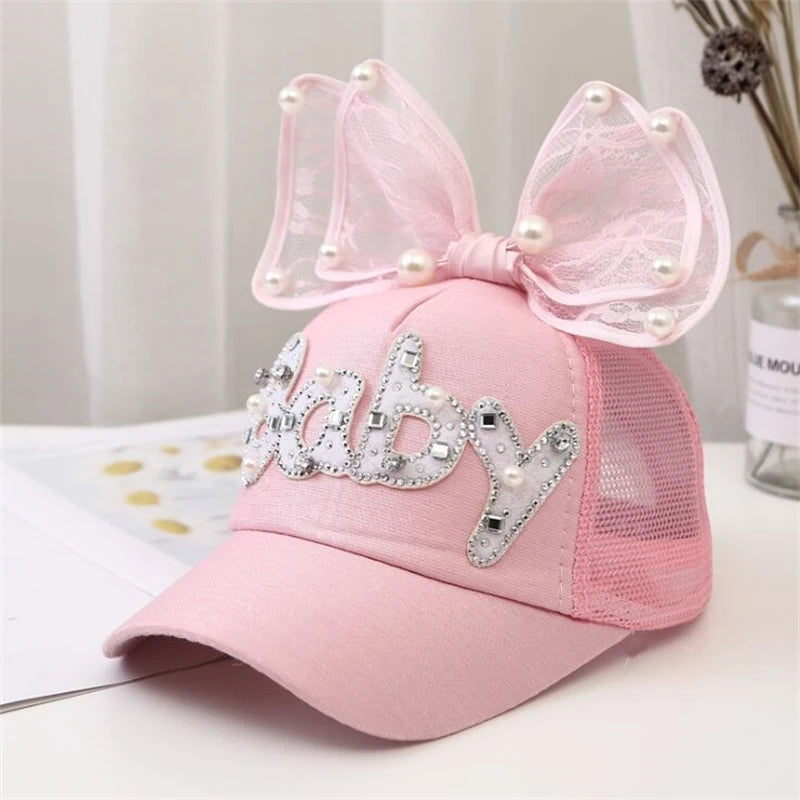 Sparkle Bunny Baseball Cap – Glam Bow Hat for Girls