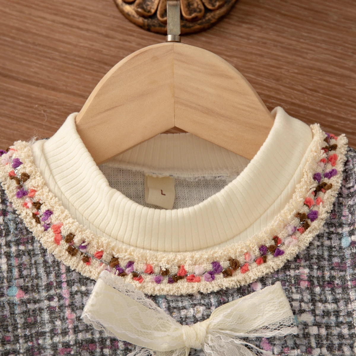 Baby Girl Tweed Dress with Long Sleeves