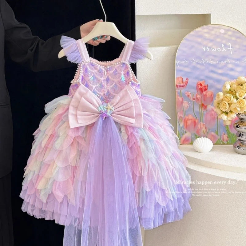 Rainbow Mermaid Princess Dress for Girls