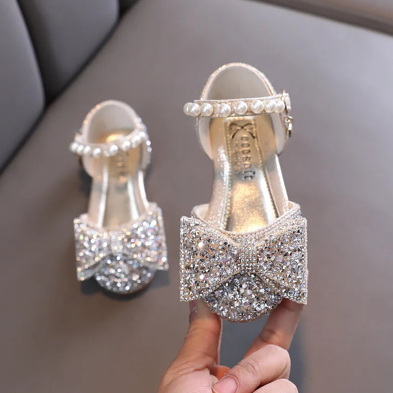 Girls' Party Shoes with Sparkly Bow
