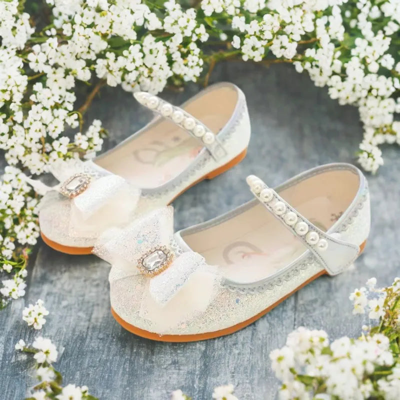 White Glitter Princess Shoes for Girls