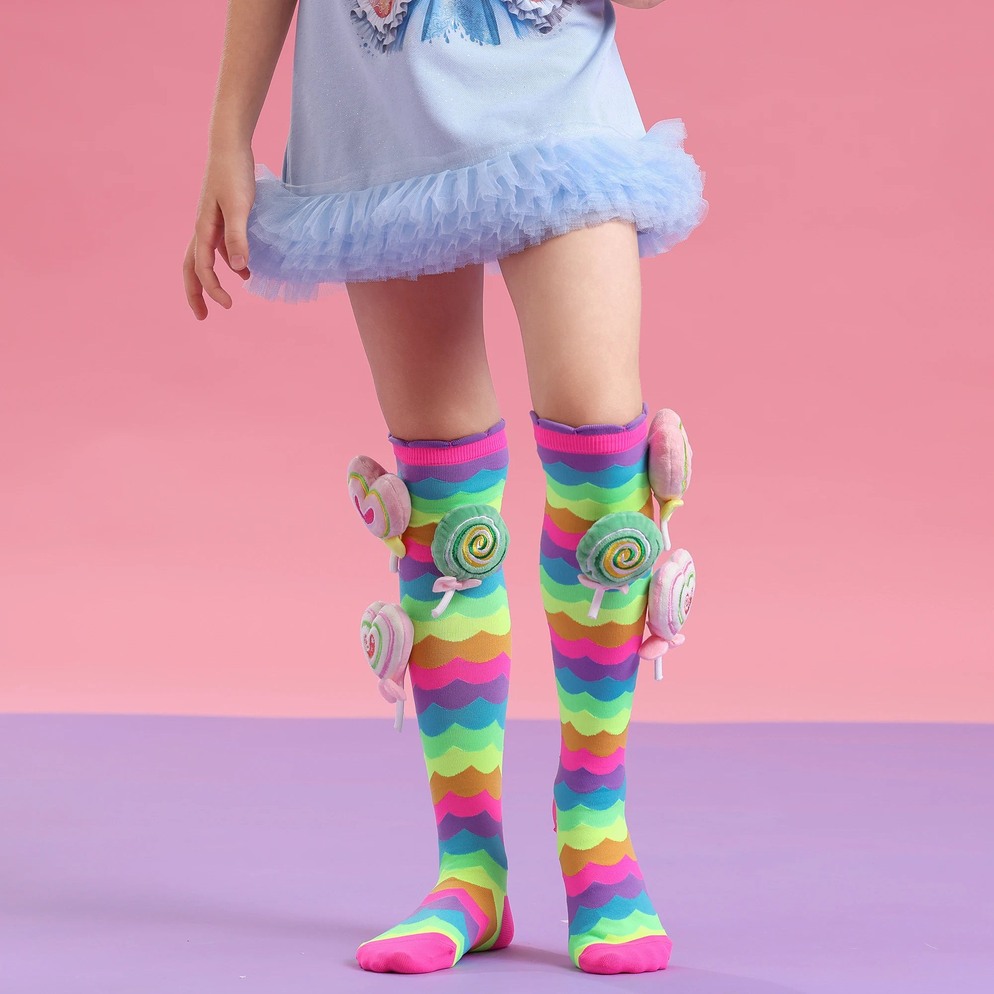 Rainbow Candy Knee-High Socks for Girls – A Sweet Treat for Little Feet