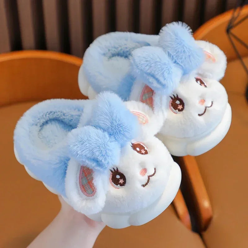 Fluffy Bunny Slippers with Bow