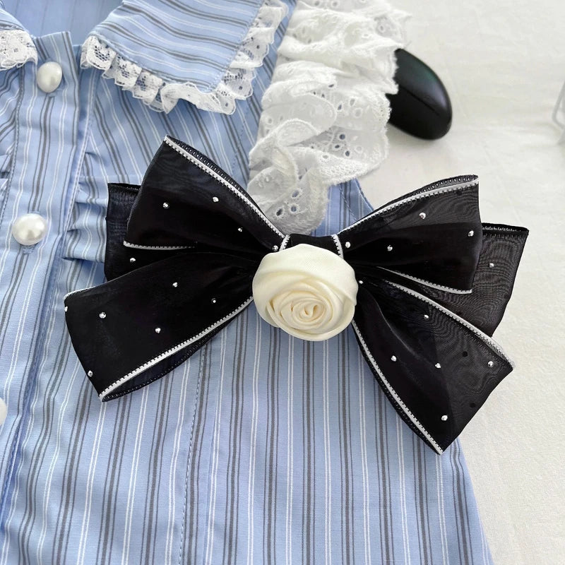 Bluebell Bow Girls Striped Skirt Set