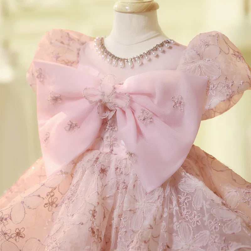 Enchanted Rosé Bow Kids' Party Dress