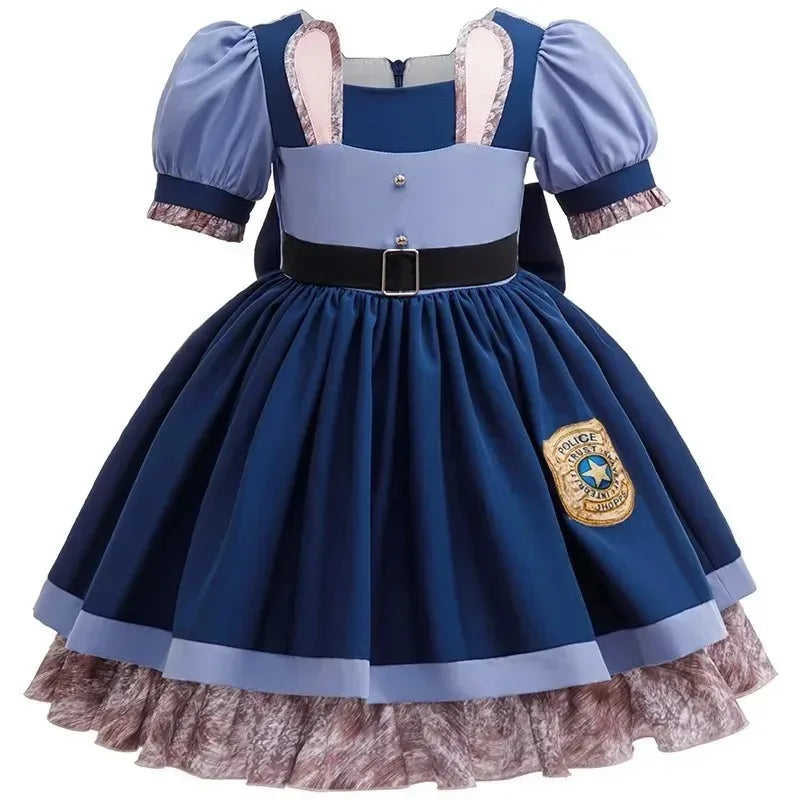 Blue Bunny Police-Style Costume Dress for Girls