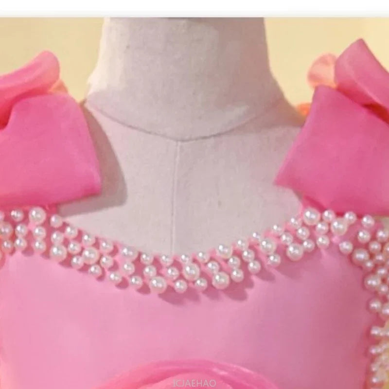 Luxury Pink Children's Dress with Bows