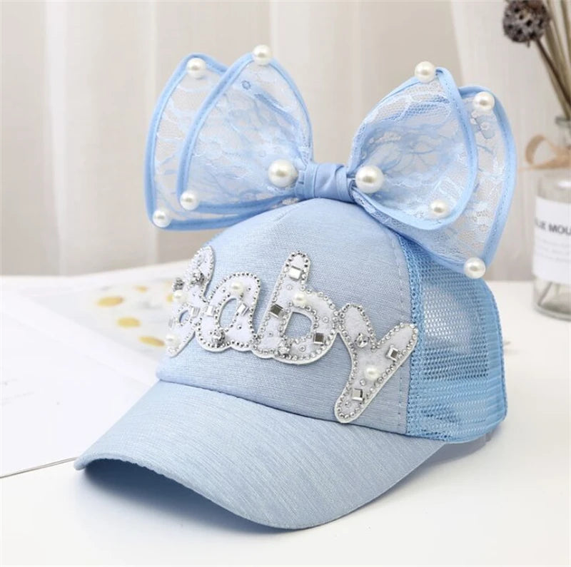 Sparkle Bunny Baseball Cap – Glam Bow Hat for Girls