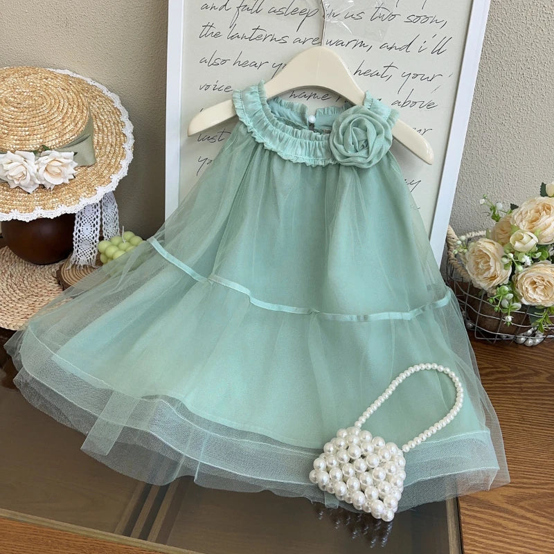Mint Blossom Tulle Dress for Girls