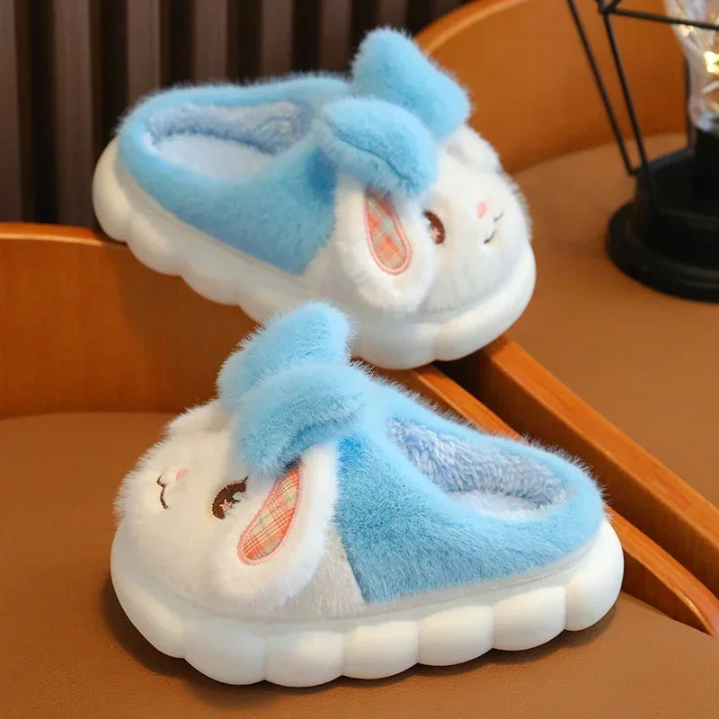 Fluffy Bunny Slippers with Bow