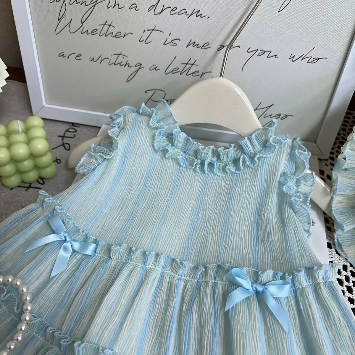 Blueberry Whispers – Light Blue Ruffle Dress for Girls
