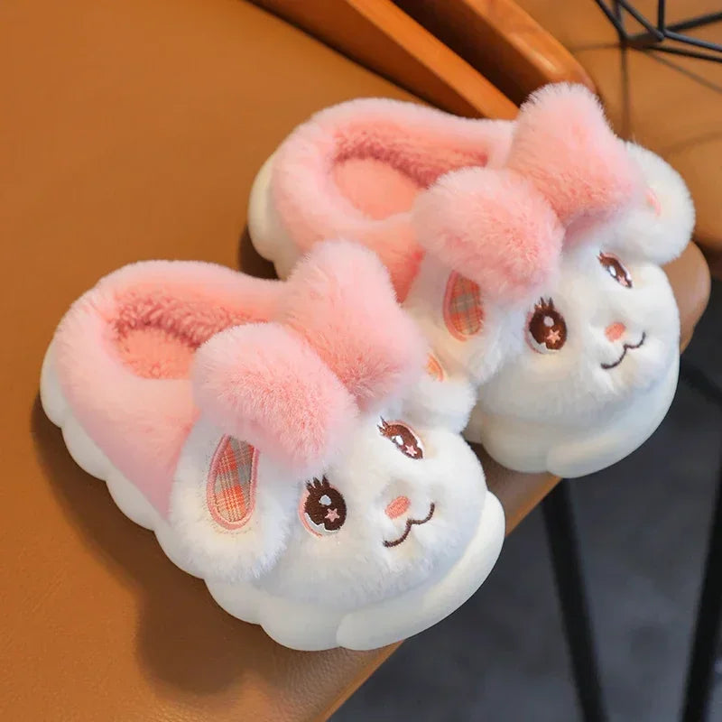 Fluffy Bunny Slippers with Bow