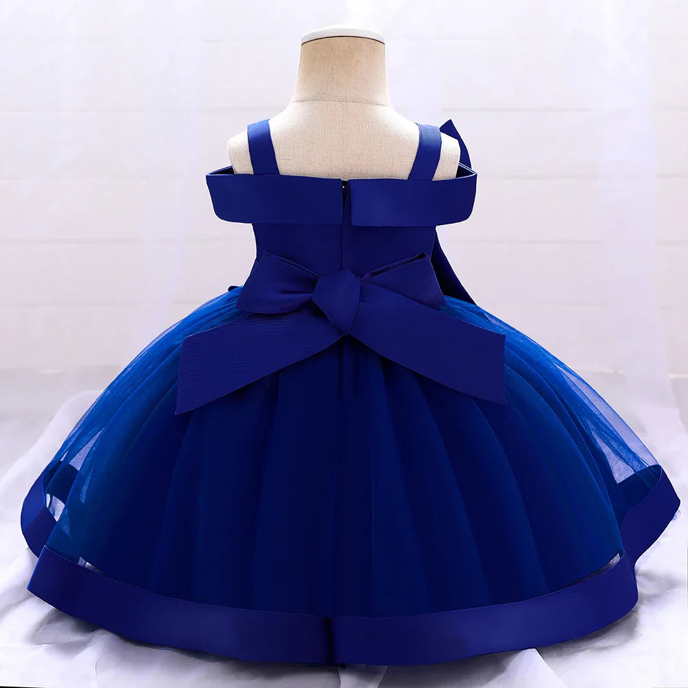 Flower and Bow Kids' Party Dress