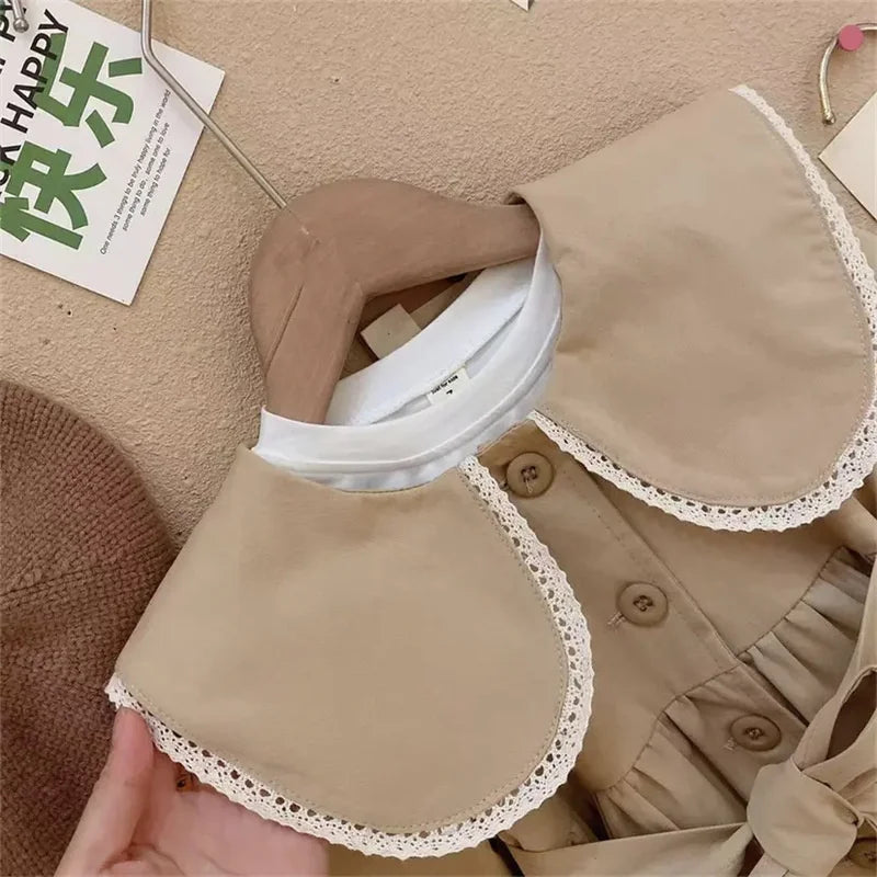 Kids' Trench Coat with Peter Pan Collar and Bow