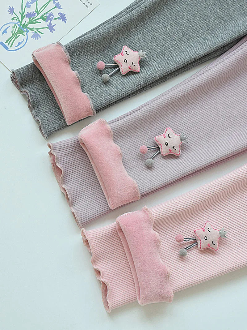 Fleece-Lined Star Leggings for Girls