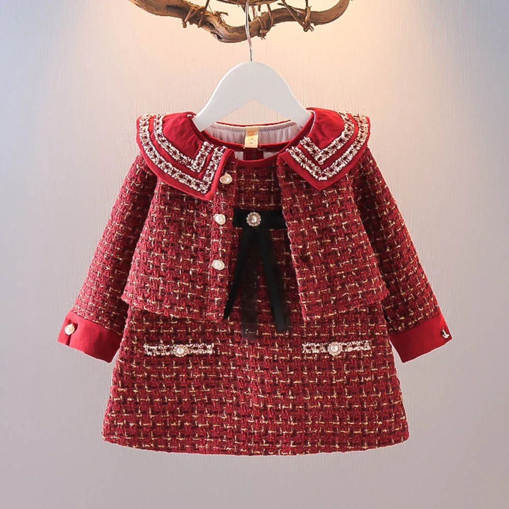 Red Paris Tweed Outfit for Girls