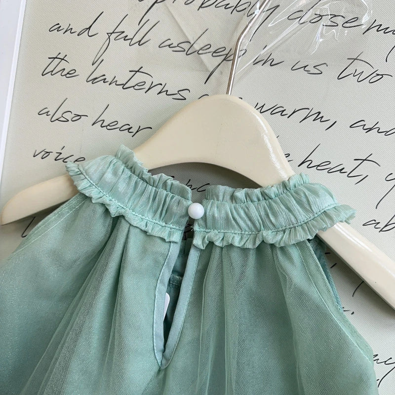 Mint Blossom Tulle Dress for Girls