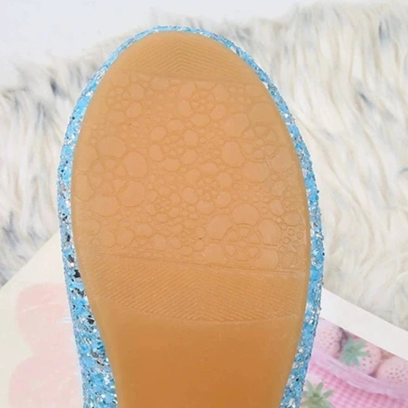 Kids Glitter Princess Shoes with Faux Fur and Jewels