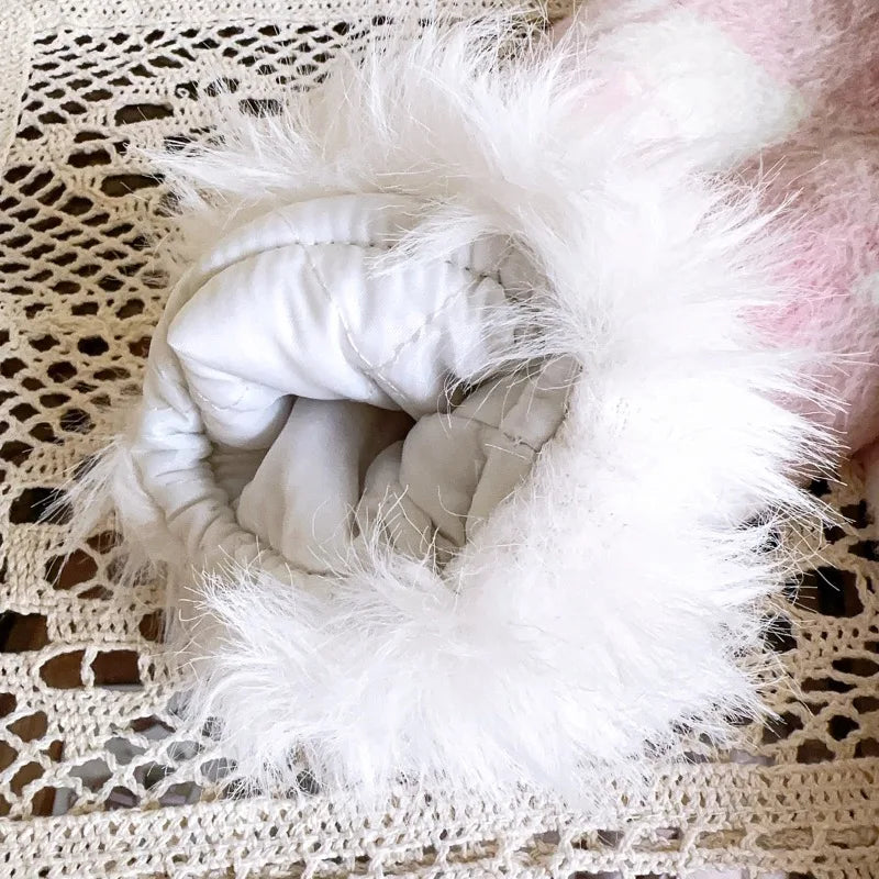 Pink Plaid & Faux Fur Girls' Set