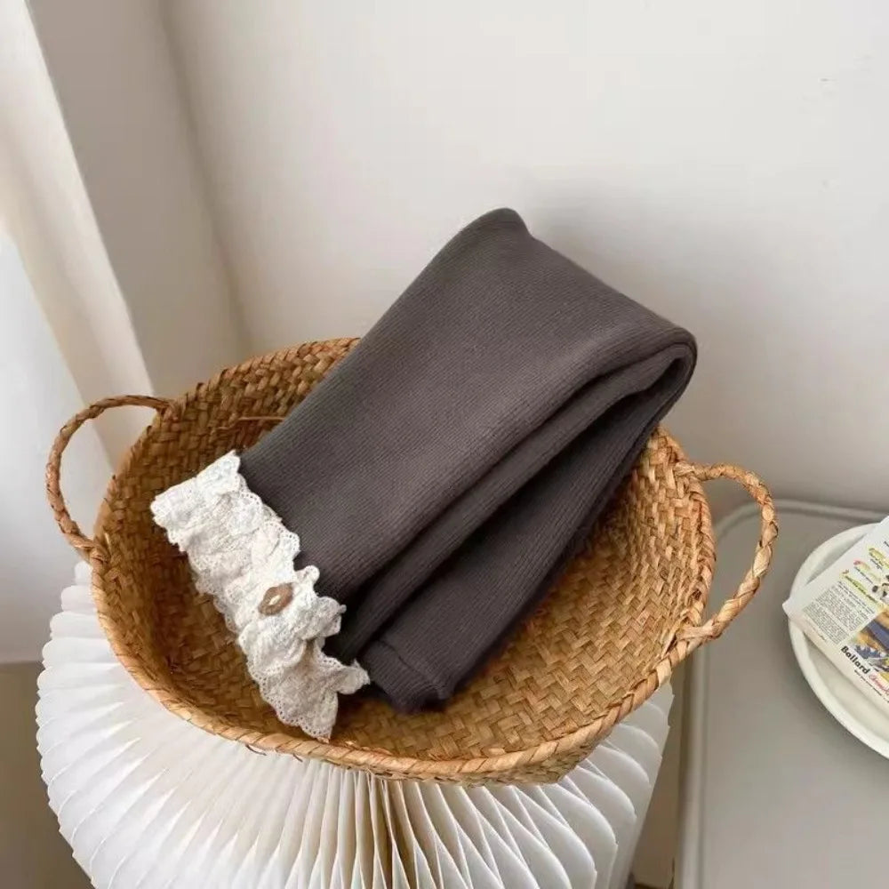 Cozy Winter Leggings with Lace Trim