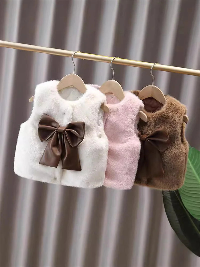 Velvet Bow Fur Vest