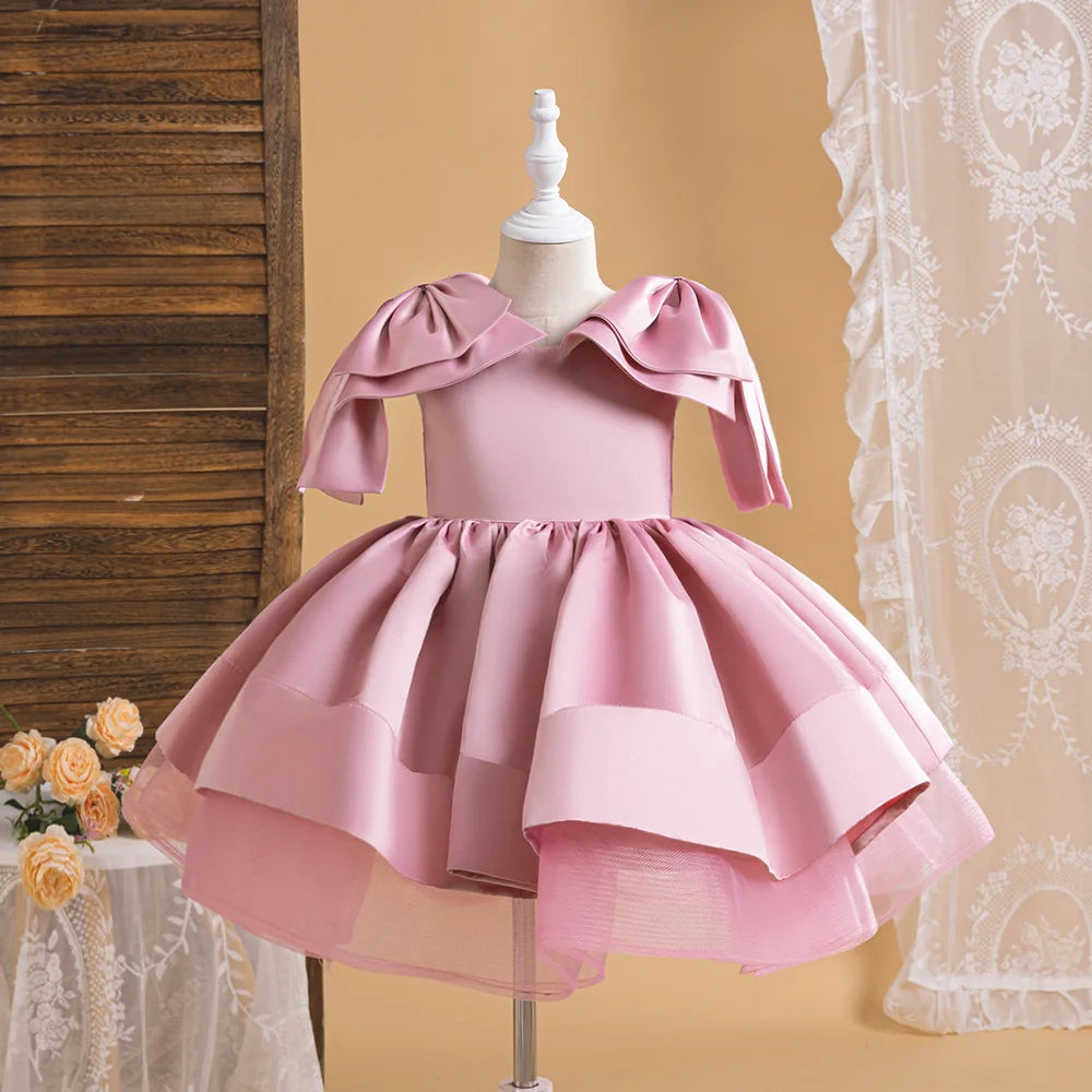 Princess Charm Ruffle Sleeve Kids Party Dress