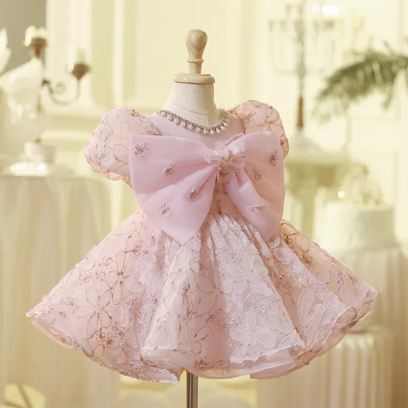 Enchanted Rosé Bow Kids' Party Dress