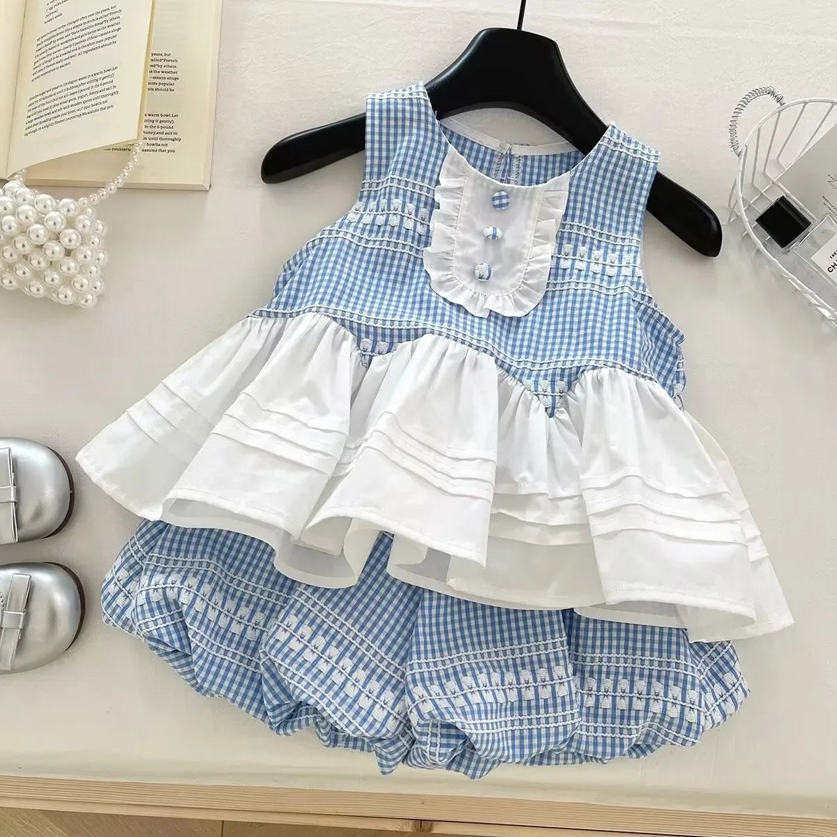 Blue Garden – Light Blue Gingham Girls Set