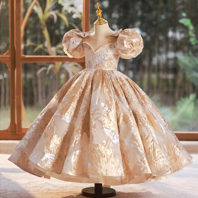 Golden Whispers Ball Gown